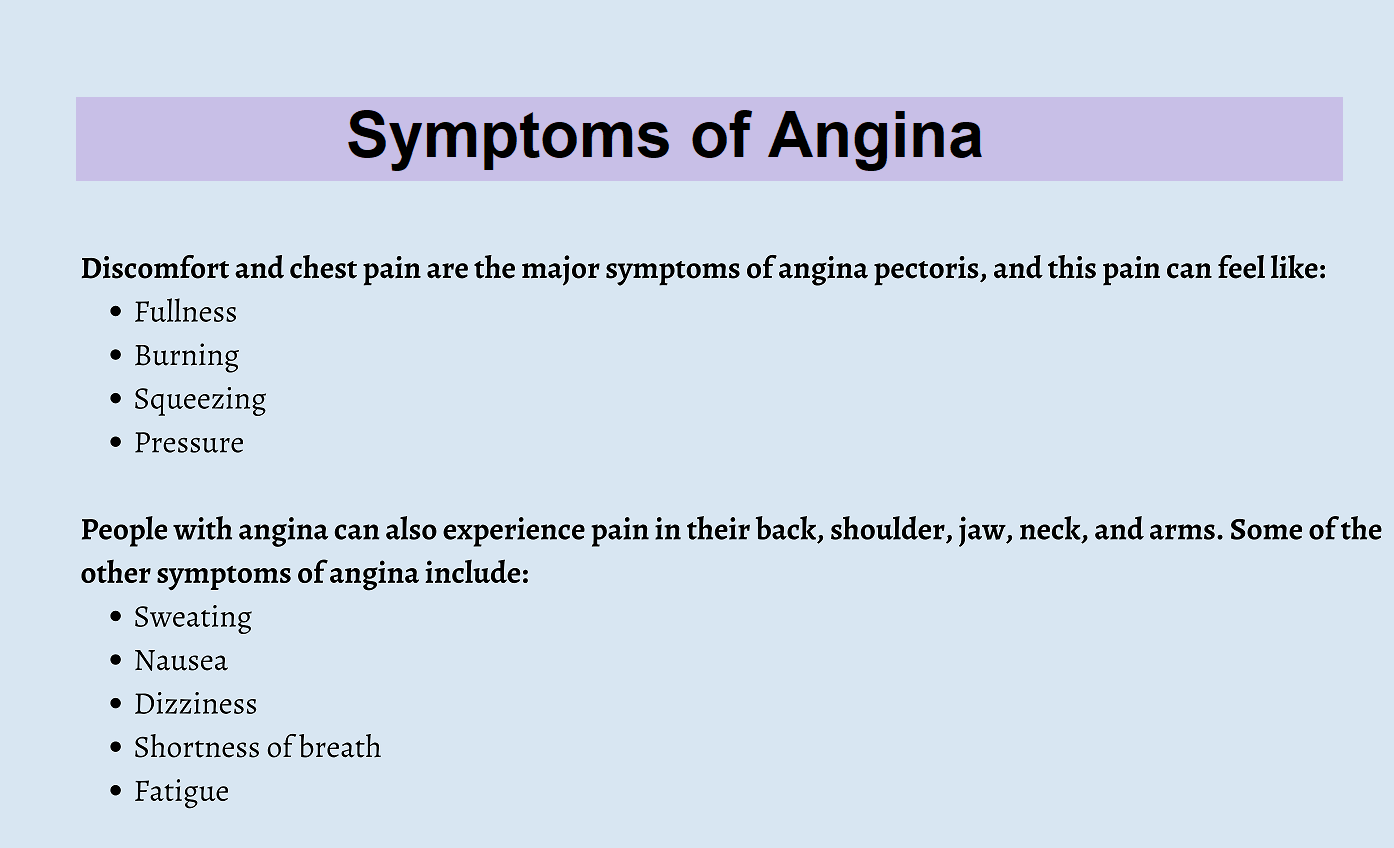 Angina symptoms