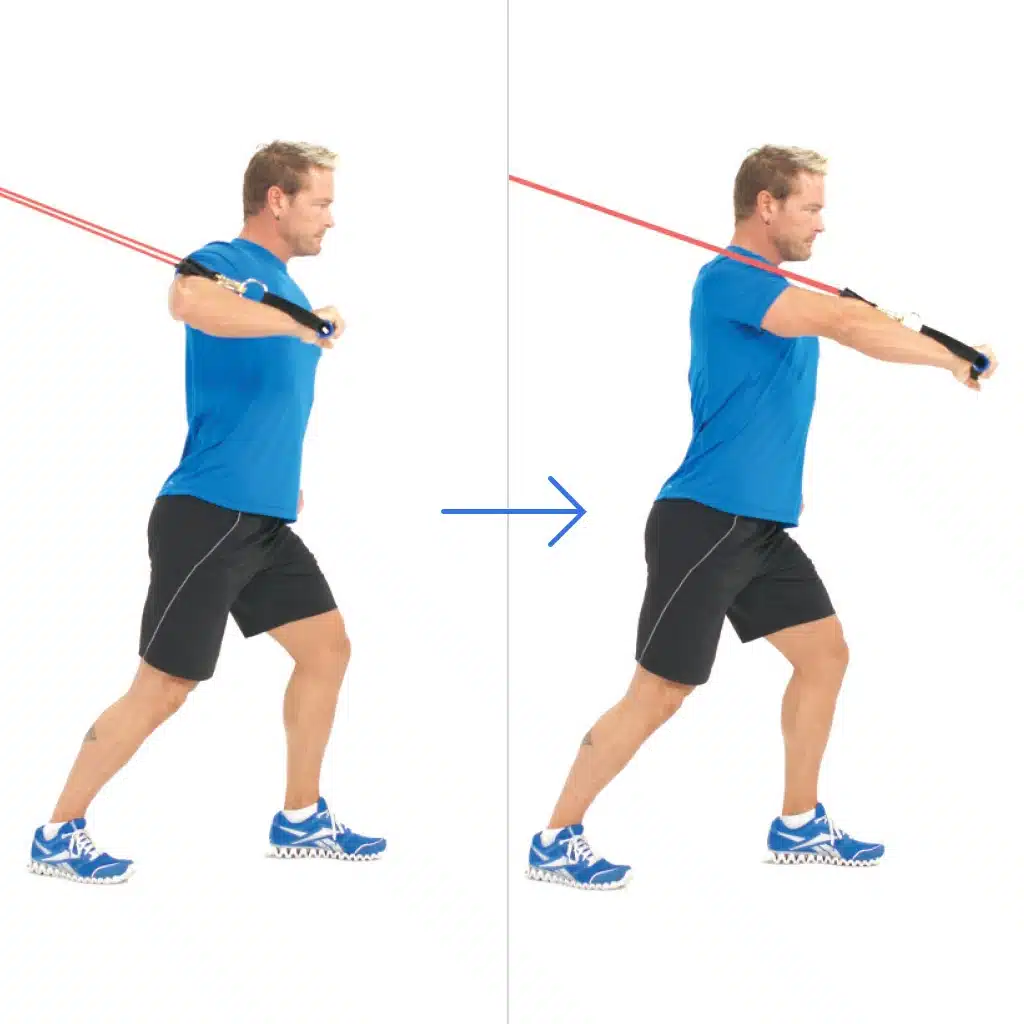 Resistance Band Chest PressSteps, chest HIIT workouts