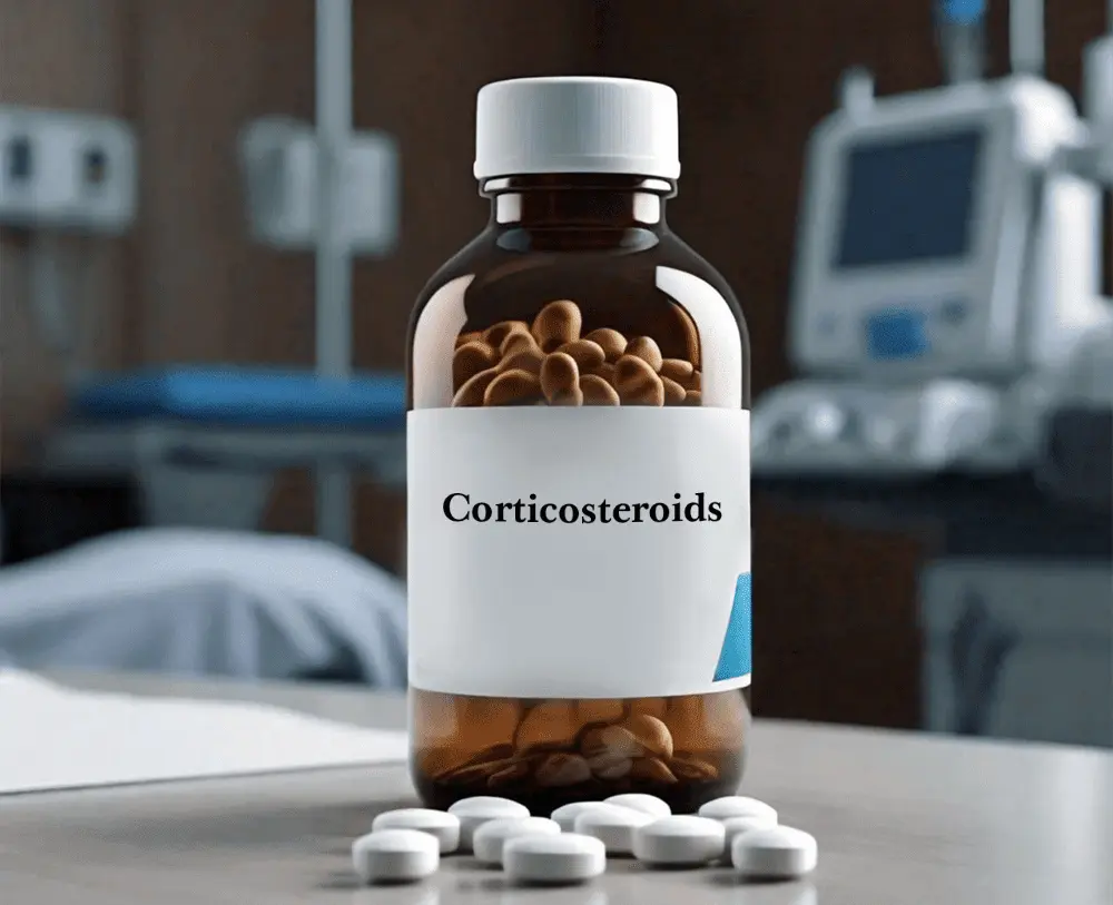 bottle of corticosteroid pills